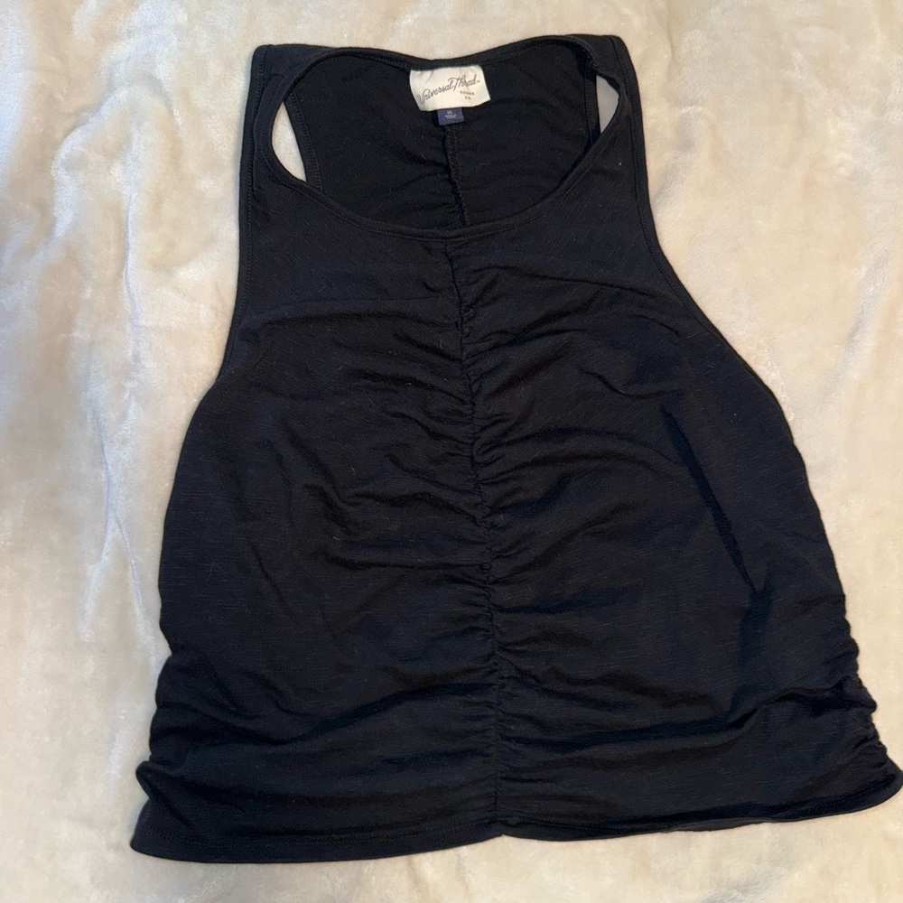 Universal Thread Black Ruched Sleeveless Tank Top